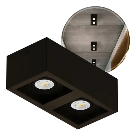 Spot Duplo Sobrepor Recuado Alumínio Externo Gu10 Cor Marrom Mf219 Mega Forte Iluminação 127/220v