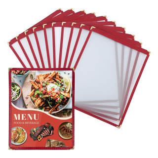 10 Fundas Para Menú De Restaurante 2 Vistas Color Rojo 10 Fundas Para Menú De Restaurante 2 Vistas Color Rojo