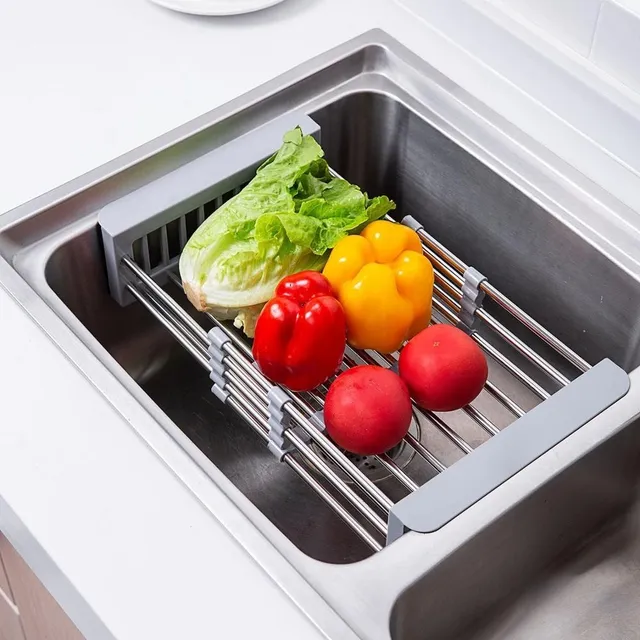 Escurridor Retráctil Fregadero De Cocina, Ajustable, Acero 