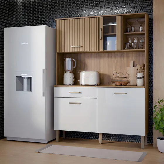 Kit Armário De Cozinha Completa Compacto Com Balcão Multiuso Gaveta E Porta Viena 1200