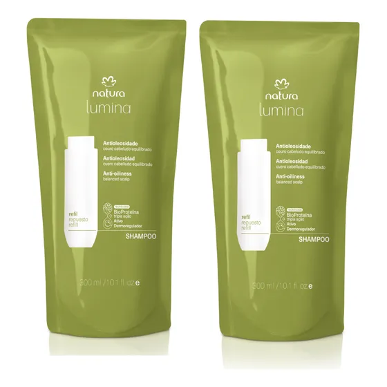Natura Kit 02 Refis Shampoo Lumina Cabelos Oleosos 300mlcada