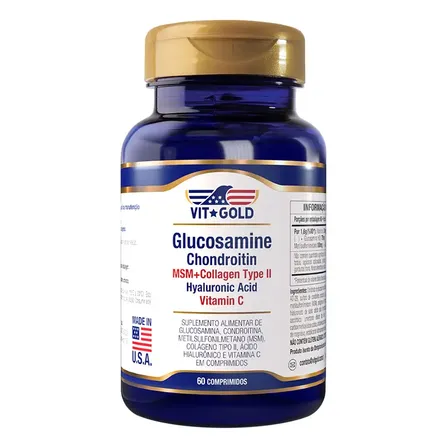 Glucosamina, Condroitina e Colágeno Vitgold em Comprimidos