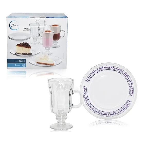 Juego De 4 Tazas Irish Con 4 Platos Crisa