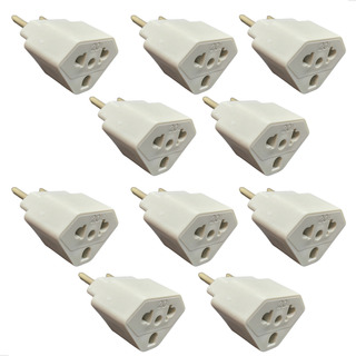 Kit 10 Unidades Adaptador De Tomada Triangular Branco 10/20a Kit 10 Unidades Adaptador De Tomada Triangular Branco 10/20a