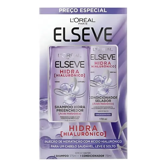 Kit Shampoo 375ml + Condicionador 170ml Hidra Hialurônico Elseve