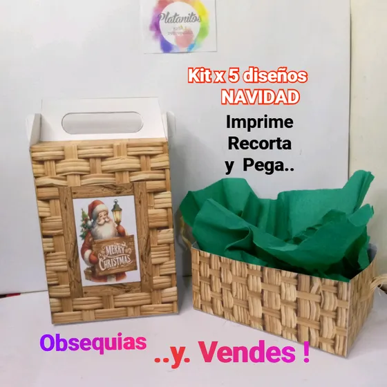 Kit Digital De Cajas Navideñas X 5