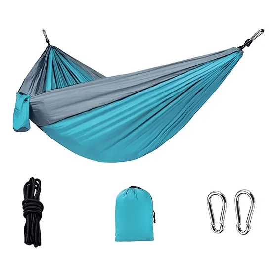 Hamaca De Camping Doble Con Correas Y Mosquetones