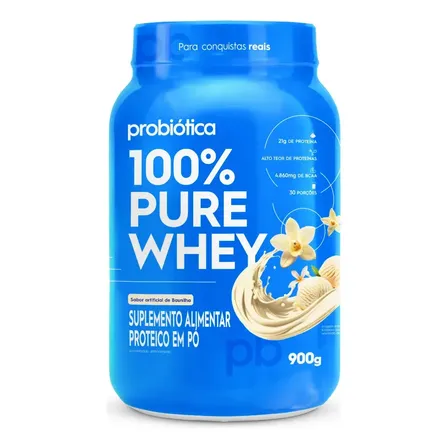 Whey Concentrado Probiótica 100% Pure Whey Sabor Baunilha Pote de 900g