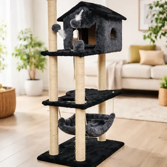 Arranhador Casa Torre Gato Sisal Pelucia  Brinquedo Bolinha