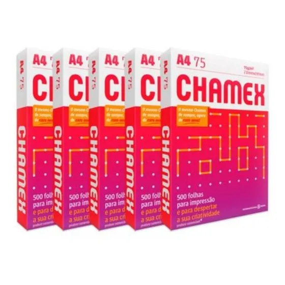 5 Pacotes Papel Sulfite Chamex Office A4 500 Folhas Cor Branco