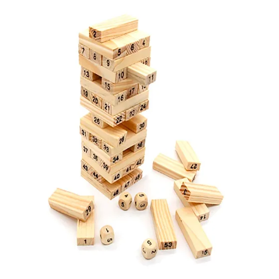 Yenga Jenga Juego Habilidad De Bloques Madera Con Numeros