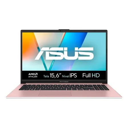 Notebook ASUS Vivobook Go 15, Athlon Silver 10, 8GB RAM, 128GB SSD, Windows 11 Home, Tela 15,6" FHD nível IPS, Rose Pink - E1504FA-BQ5316WS