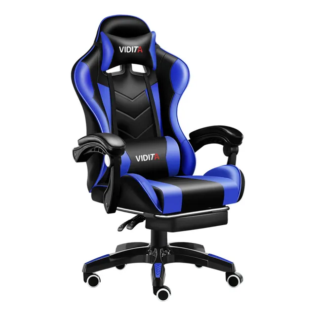 Silla Gamer Vidita Gx2000 Ergonómica Reclinable Azul Con Reposapiés Videojuego Silla Gaming Computador Pc Profesional