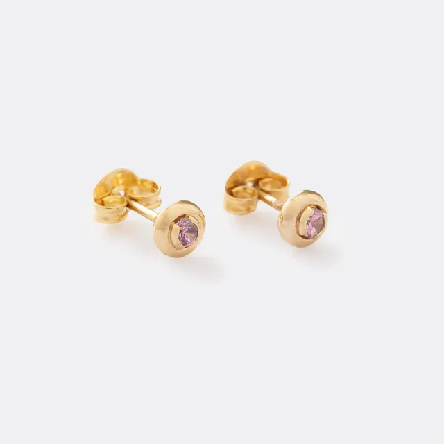 Arete Topo Bebe Niña Con Circonia Oro Laminado 18k