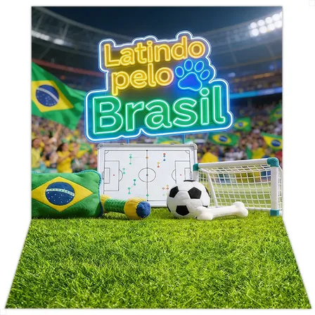 Fundo Fotográfico Pet Copa Brasil Cenário Futebol Para Foto 1,20x1,70m Sublimado Em Tecido - Criatema Fundo Pet Shop Copa Do Mundo