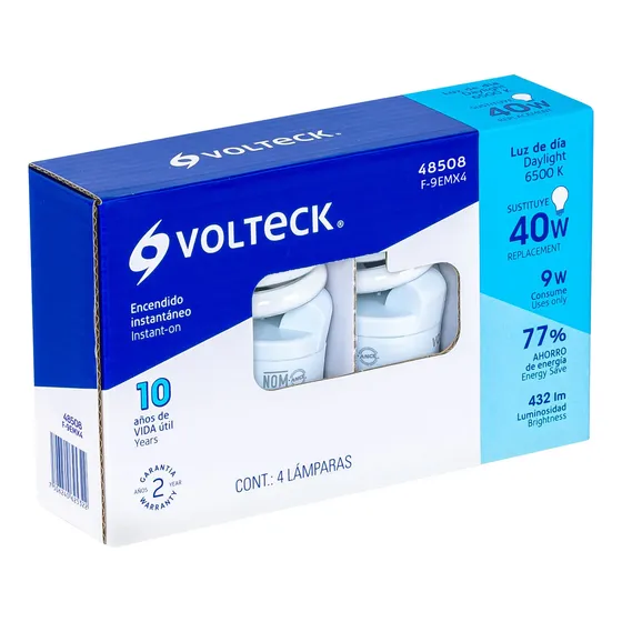 Pack 4 Lámparas Espiral Mini T2 9 W Luz Día En Caja 4 Pzs