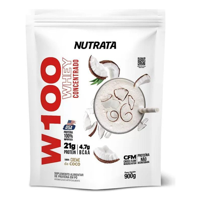 Nutrata W100 Whey - Whey Protein Em Pó 900 G, Sabor Creme De Coco Nutrata W100 Whey - Whey Protein Em Pó 900 G, Sabor Creme De Coco