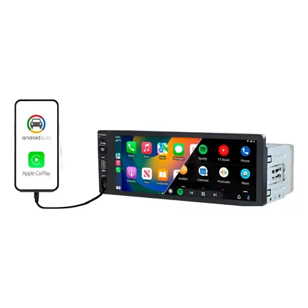 Central Multimídia 1din H-Tech Tela 6.9" Android Auto Carplay Bluetooth