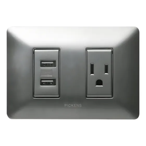 Toma Corriente 2 Polos + Cargador Doble Usb Pickens