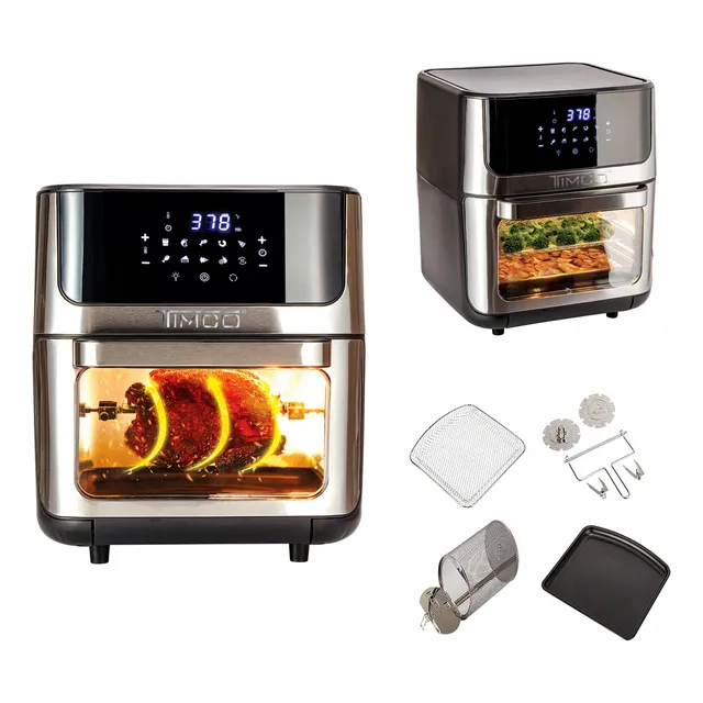 Horno Freidora Aire Con Rotación 5 En 1 Multifuncional Timco Color Gris