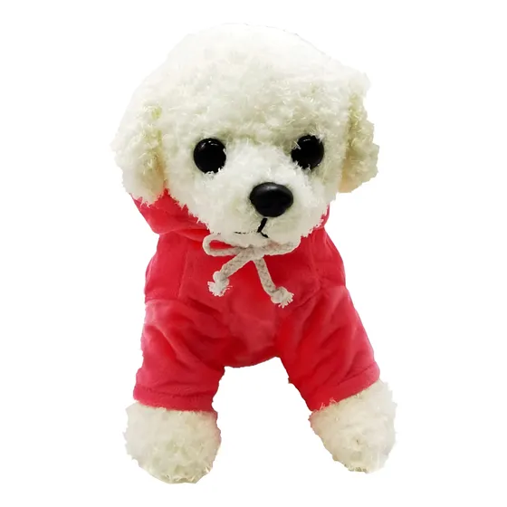 Peluche Perro Poodle  Blanco Capucha