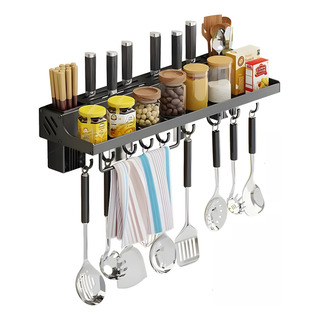 Cuchillero Toallero Especiero De Pared 40 Cm Con 6 Ganchos Cuchillero Toallero Especiero De Pared 40 Cm Con 6 Ganchos