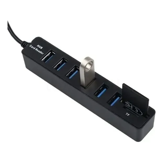 Hub 6 Puertos Adaptador 2 En 1 Multi Usb 3.0 Con Tarjeta Sd 