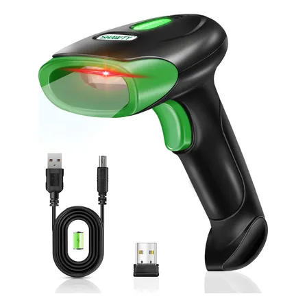 Shawty Leitor De Código De Barras 2.4g/bluetooth/usb 1d2d Qr 5v Verde-preto Usb