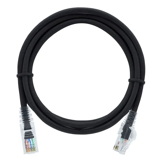 Kit 20 Patch Cord Par Trançado Cat6 2m Preto Alta Velocidade