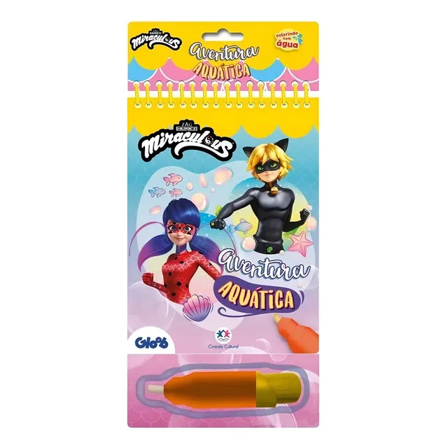 Livro Aquabook Colorindo Pintando Com Água Miraculous - Aventura Aquática De Ladybug - Folhas Super Duras