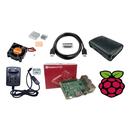 Kit Raspberry Pi3 Model B, Fonte + Case+dissipador+cooler