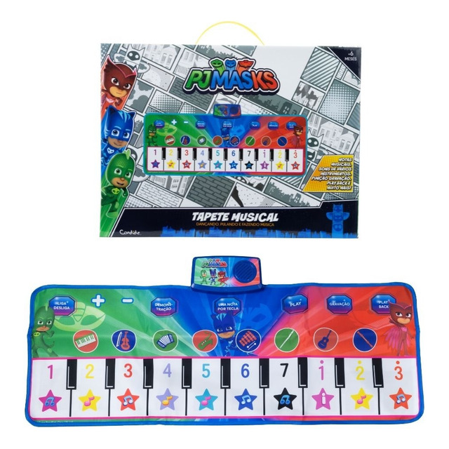 Tapete Musical Piano Pjmasks Infantil Candide Tricor Tapete Musical Piano Pjmasks Infantil Candide Tricor
