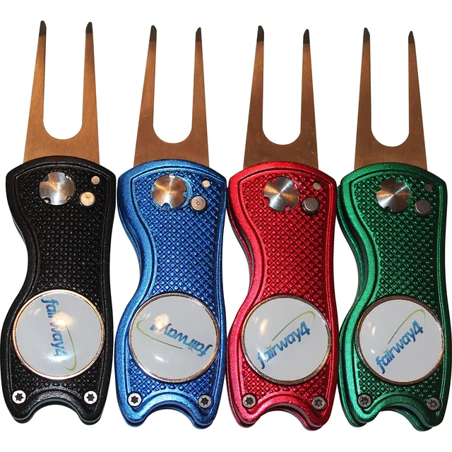 Fairway4 -juego Herramienta Para Divot Golf Color Negro Rojo