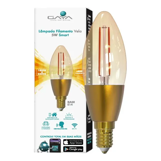 Lâmpada Led Inteligente Vela Filamento E14 Dimerizável 5w Gaya Cor da luz Branco-quente
