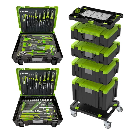 Carro Herramientas Taller Apilable Multinivel Ruedas Kroner Color Verde lima
