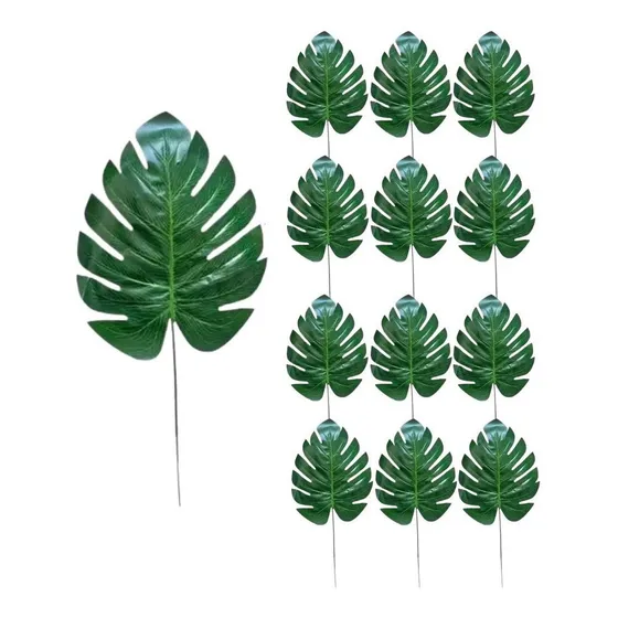 Kit 12 Folhas Mini Costela De Adão Artificial Decorativa Top