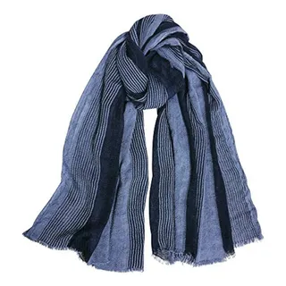 Gerinly Cottonlinen Scarves Mens Stripe Crinkle Long Scarf Gerinly Cottonlinen Scarves Mens Stripe Crinkle Long Scarf