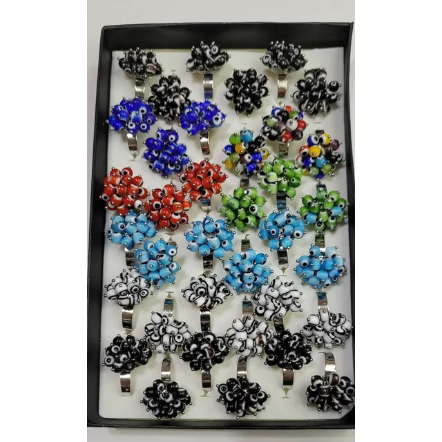 6 Anillos De Ojos Turcos Ajustables  Colores Variados