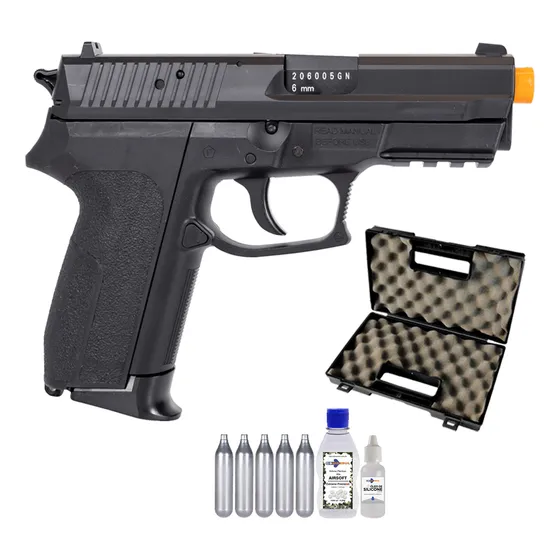 Pistola Airsoft Kwc Sig Sauer Sp 2022 Co2 6mm + Kit Maleta