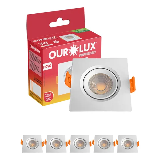 5 Mini Spot De Embutir 3w Luz Branco Neutro Bivolt Ourolux