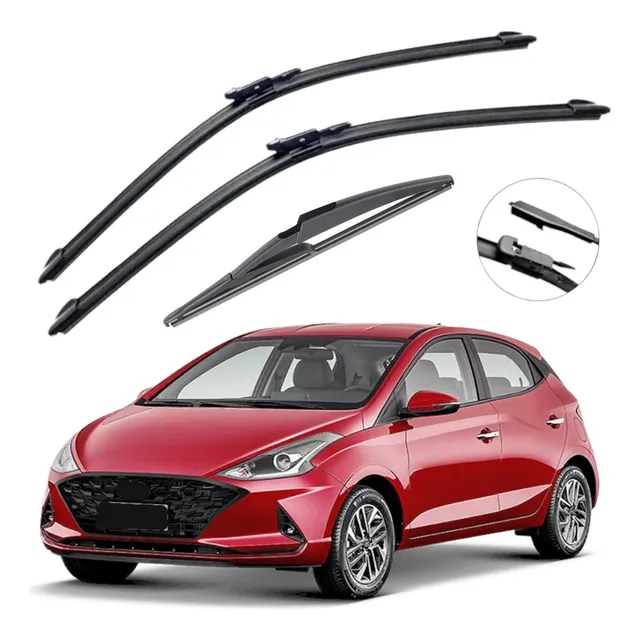 Kit Palhetas Limpador Silicone Parabrisa Hb20 2020 À 2025