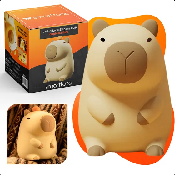 Luminária Lâmpada Silicone Capivara Led Abajur Noturna Recarregável Touch Control Infantil Colorida Com Timer Marca: Smart Tools
