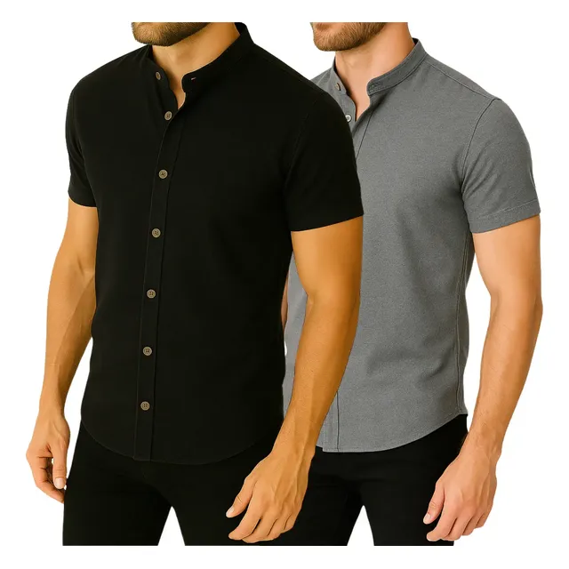 Kit 2 Camisas Masculina Gola Padre Social Esporte Trabalho