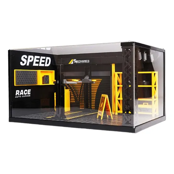 / 1/24 Diorama Carro Garagem Diorama Modelo Oficina Com