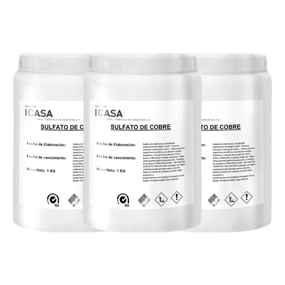 Sulfato De Cobre 3 Kg Pentahidratadopileta Fertilizante Pr