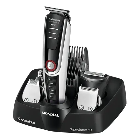 Aparador De Pelos Mondial Super Groom 10 Bg-08 - Bivolt Branco