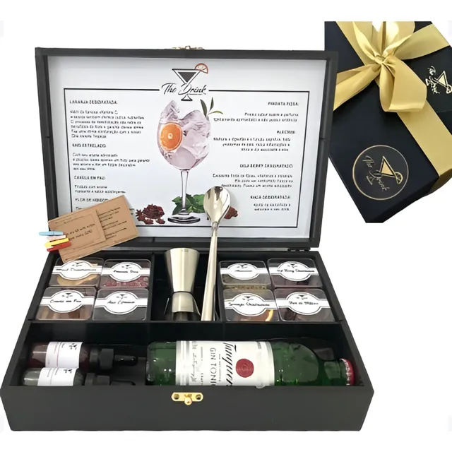 Box Gin Tanqueray + Especiarias + Xarope + Dosador + Colher