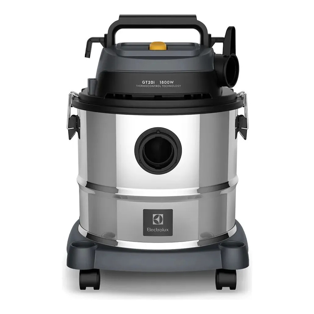 Aspirador Pó e Água Electrolux função Sopro Compacto Líquidos Químicos Inox 1800W 20L total 15L útil protetor térmico GT20i