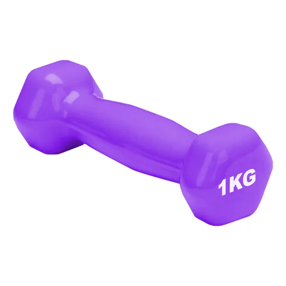 Mancuerna Pesa Recubierta Goma 1 Kilo Ejercicio Mano Fitness Violeta