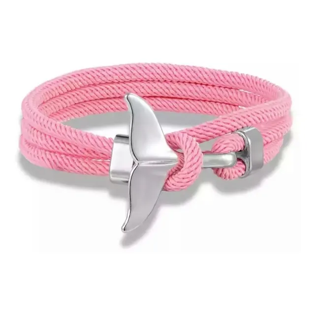 Pulsera Manilla Unisex Ancla Cola De Ballena Plateada